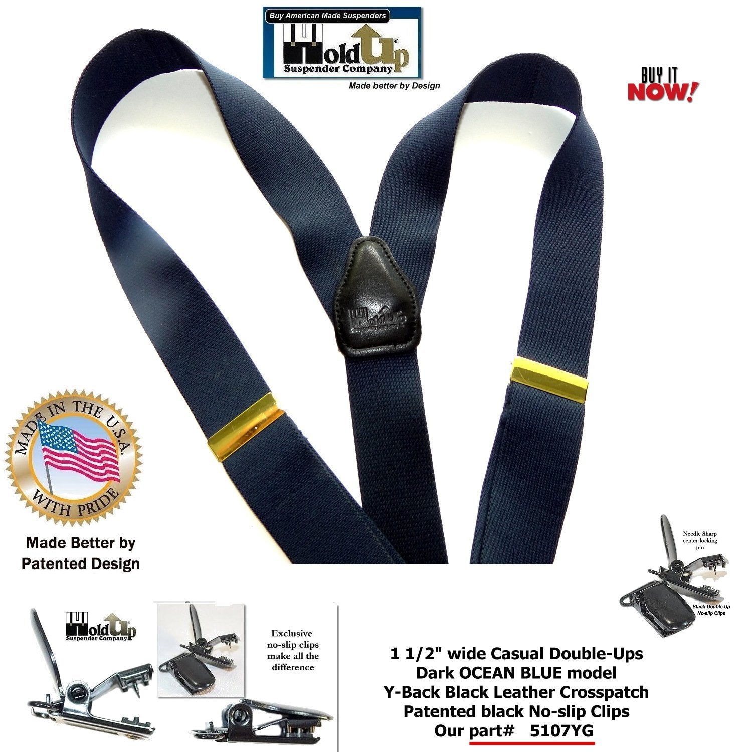 Holdup USA Double-Ups Men's Suspenders: Blue Denim Y-Back –  Holdup-Suspender-Company