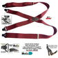 Holdup Classic Dark Burgundy Suspenders With Black Gripper Clasps in X-back Style