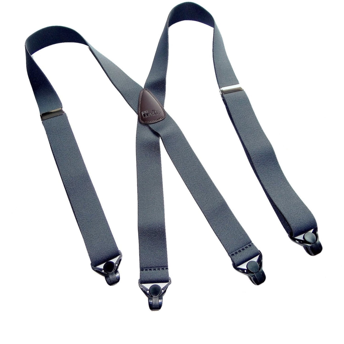 Holdup Brand Charcoal Grey X-back Classic Series Suspenders With Black Gripper Clasps