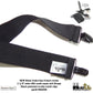 All Black Hidden Undergarment Suspenders 1 1/2" wide 48"long, X-back style with No-slip Clips