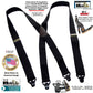 Holdup Brand XL Classic Series Basic Black X-back Suspenders with Patented black Gripper Clasps