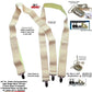 Beige Invisible Undergarment Suspenders 1 1/2" Wide XL in X-back Style w/ No-slip Metal Clips