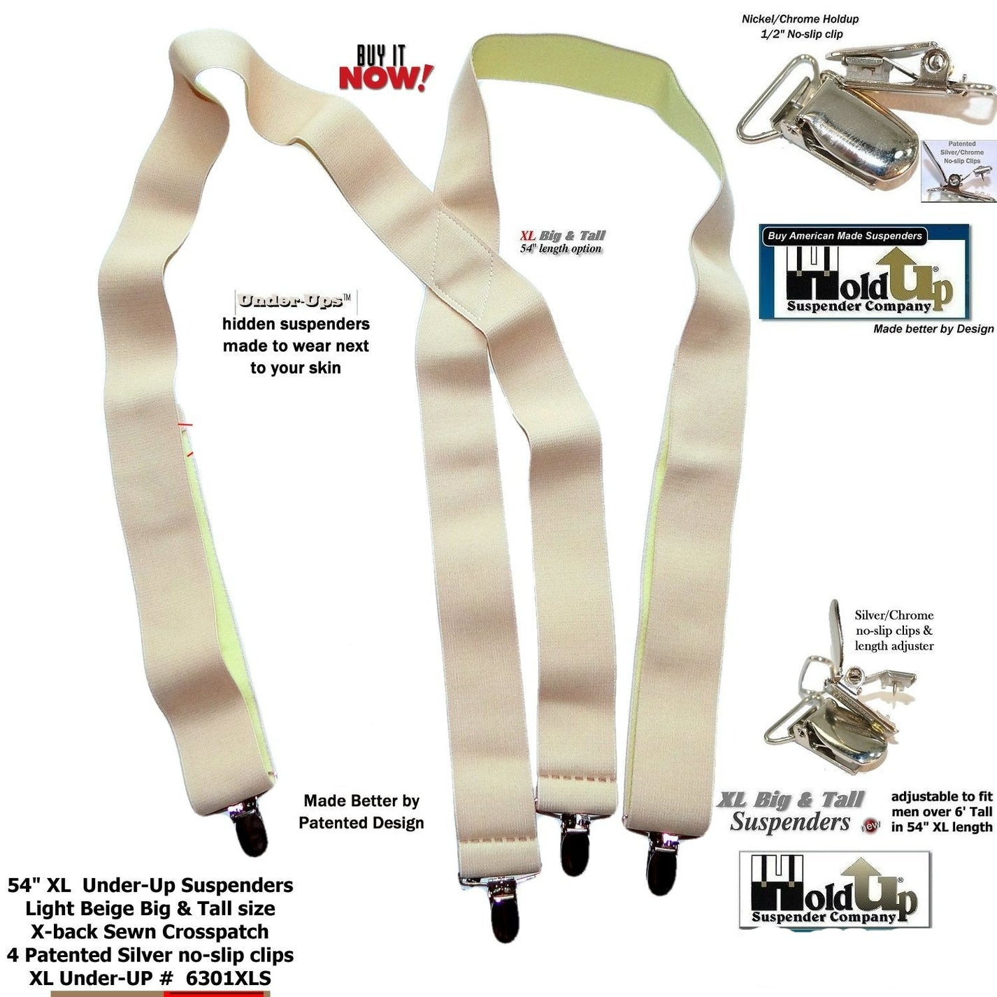 Beige Invisible Undergarment XL Suspenders