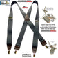 Slate Gray Hold-Ups  Casual Series Suspenders 1 1/2" wide in X-back with USA Patented No-slip Silver Clips