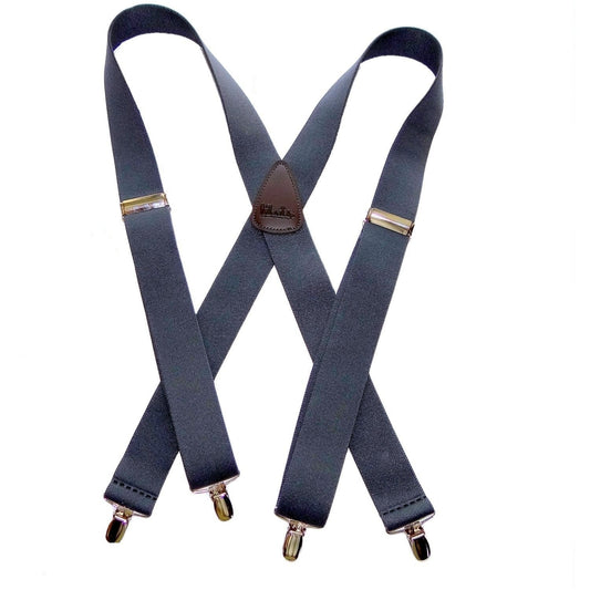 HoldUp Brand Classic Series Grey X-back Suspenders with USA Patented Silver No-slip Clips