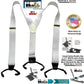 Hold-Ups White Casual Series Dual-clip Men's Suspenders with Y-back Crosspatch