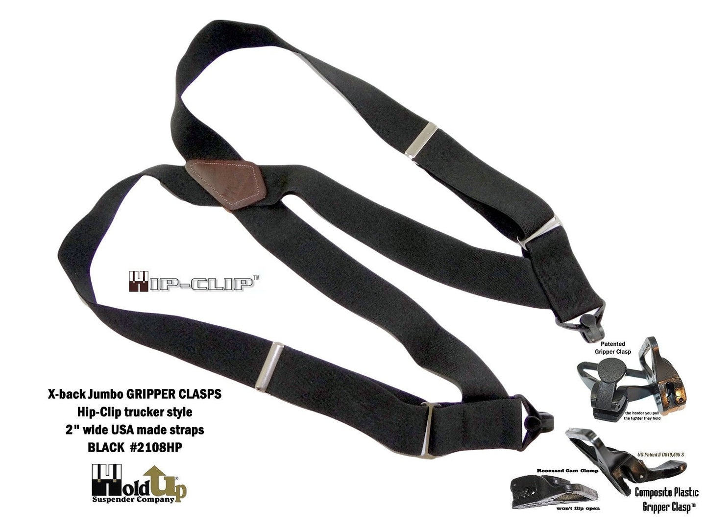 Mens Trucker Side Clip Suspenders Heavy Duty X Back 1.4 Wide Brace Gift