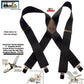 Holdup Suspenders in Wide heavy duty Graphite Black color  in X-back Style with Patented No-slip Jumbo Silver Clips