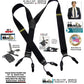 Hold-Ups Black XL 1 1/2" wide Casual Series Double-Ups Style Suspenders in Black Pack color and No-slip Clips