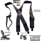Hold-Up Brand Shadow Black Heavy Duty Work Suspenders are 2" Wide with Jumbo Black USA Patented No-slip Clips