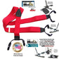 Holdup Brand Bright Fire Engine Red Dual Clip Pant Y-back Suspenders With Patented No-Slip Black Clips