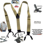 Holdup Light Tan Sand Dunes Color Double-Up Style Suspenders With Black USA Patented No-slip Clips