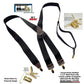 Hold-Ups Black Pack 1 1/2" Suspenders in X-back with USA Patented No-slip Gold Clips
