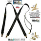 Hold-Ups XL Tuxedo Black Satin Finish 1" Wide, X-back style Suspenders with USA Patented No-slip Gold Clips