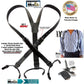 HoldUp narrow Black Belt Strap Style Genuine Bonded Leather Suspenders with black no-slip clips