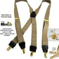 Jacquard Series Elddis diamond Pattern Tan X-back Holdup Suspenders with USA Patented No-slip Gold-tone Clips