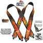 Holdup Brand Flame Pattern Heavy Duty Biker X-back Suspenders with Jumbo Gripper Clasps