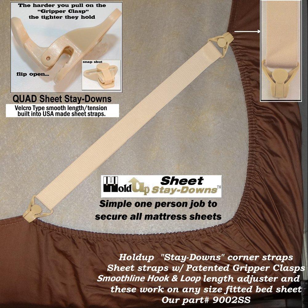 HoldUp Stay-Downs Adjustable Fitted Sheet Mattress Corner Straps with  Patented Gripper Clasps