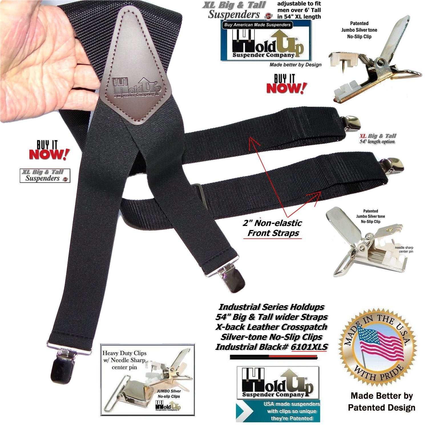 1 Heavy Duty Tool Belt Steel Metal Suspender Clips with Heavy Weight Lock  Jaw 