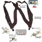 Holdup 2" wide Dark Brown Hip-clip Side Clip Suspenders with USA patented Jumbo No-slip Clips
