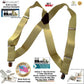 Holdup Brand Light TAN Trucker Style 2" Wide Hip-Clip Suspenders with jumbo Patented No-slip Clips