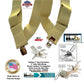 Holdup Brand Light TAN Trucker Style 2" Wide Hip-Clip Suspenders with jumbo Patented No-slip Clips