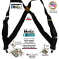 Holdup Brand Black Trucker Style Hip-clip X-back Suspenders with silver No-Slip Clips