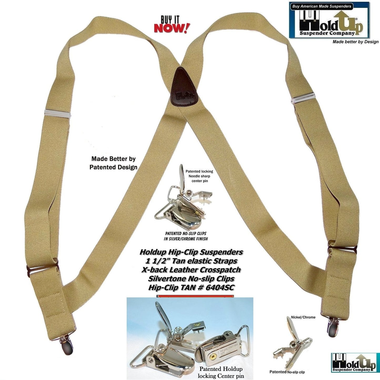 Suspender Clips with Pins, Buckles