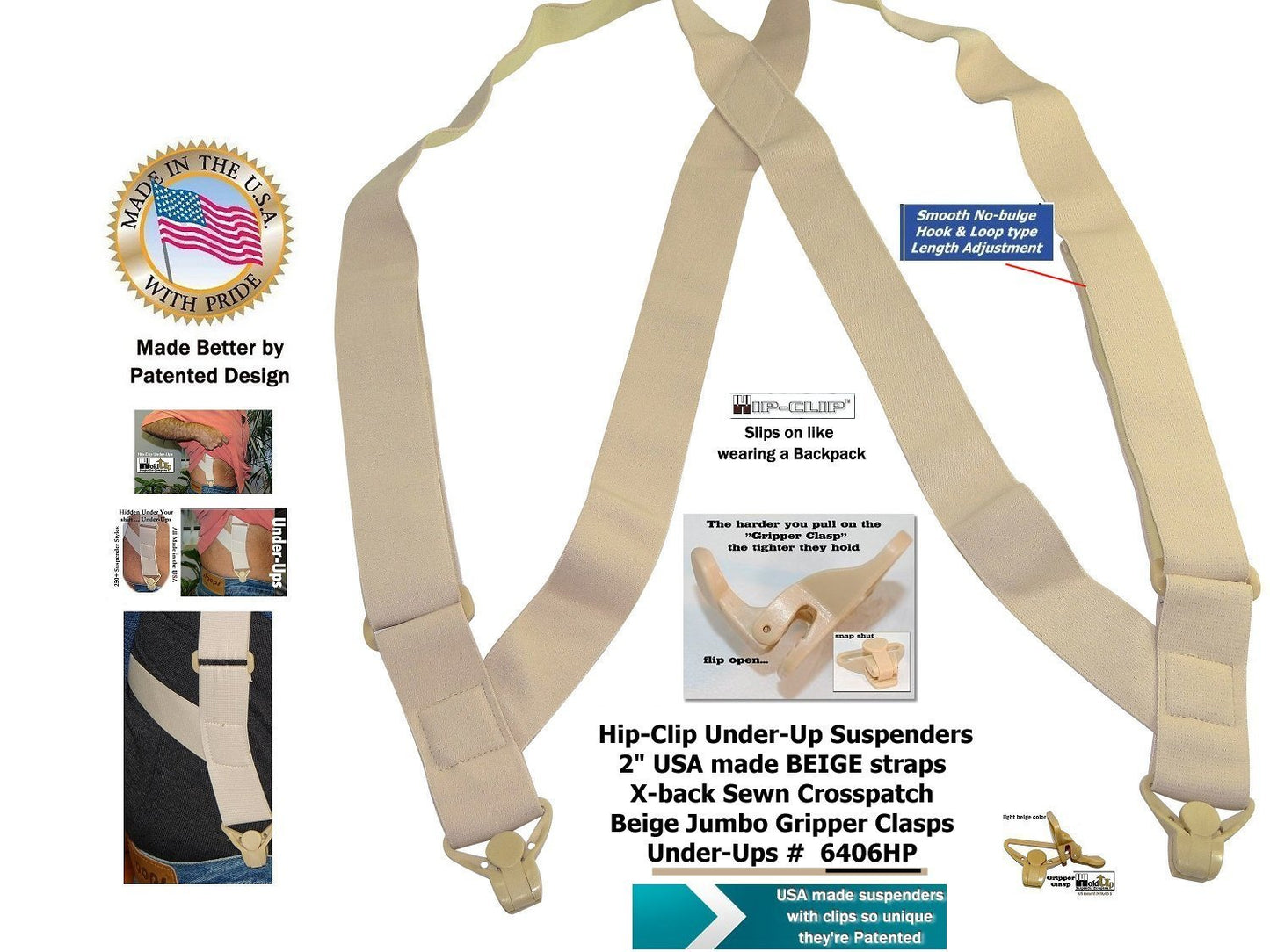 HoldUps Brand Under-Up Series Tan Invisible Undergarment Suspenders