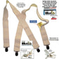 Holdup 2" Wide Undergarment Hidden Light Beige X-back Suspenders with USA Patented No-slip Silver Clips