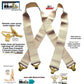 HoldUps Under-Up Series Tan Suspenders with USA Patented Jumbo Gripper Clasps