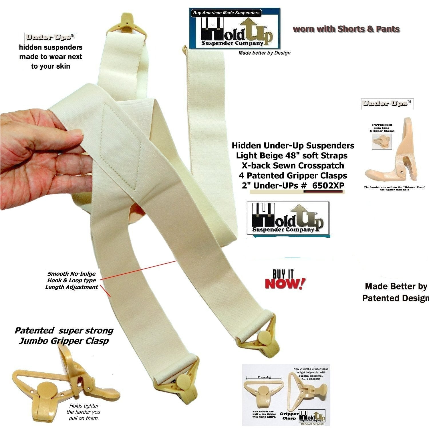 HoldUp Plus Size Maternity Hidden Side Clip Beige Suspenders –  Holdup-Suspender-Company
