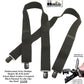 Hold-Up Brand Shadow Black Heavy Duty Work Suspenders are 2" Wide with Jumbo Black USA Patented No-slip Clips