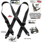 Holdup Brand No-buzz Airport Friendly Black X-Back 1 1/2" Wide Suspenders with composite plastic strong Patented Gripper Clasps