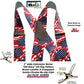 USA Old Glory Flag Pattern X-Back Holdup Suspenders with USA Patented No-slip Silver Clips