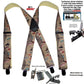 Holdup Brand Ourdoorsman Series X-back suspenders In The Fish Tales Pattern And Jumbo USA Patented No-Slip Center Pin Clips