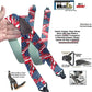 Classic Series American Flag Suspender with USA Patented Black Gripper Clasp