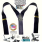 Holdup Black Sapphire 1 1/2" Wide Satin Finish Double-ups Style suspenders with Patented No-slip clips