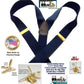 HoldUp Brand Dark Ocean Blue Y-back Casual Series Suspender with Gold-tone no-slip Clips