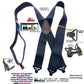 Hold-Ups Extra Long XL Navy Blue work Suspenders with Jumbo Gripper Clasps