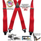 Classic RED Holdup X-back Suspenders with Patented strong black Gripper Clasps
