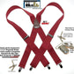 Classic Burgundy X-back Holdup Suspenders with Silver-tone USA patented No-slip Clips