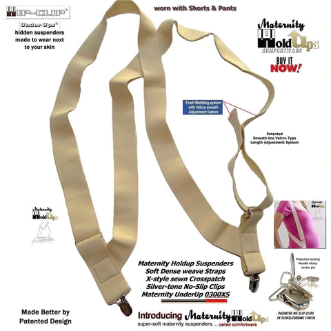 Holdup Maternity Undergarment side-clip Suspenders with Patented No-slip metal clips